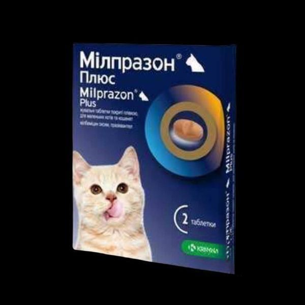 Мілпразон ПЛЮС для кошенят та котів до 2 кг жувальна таблетка проти гельмінтів широкого спектру зі смаком печінки - 1 табл