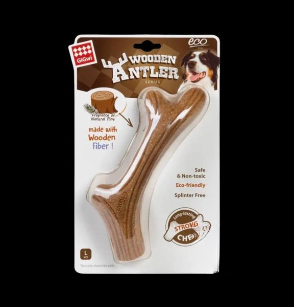 Іграшка для собак Ріг жувальний GiGwi Wooden Antler, дерево, полімер L (24 см)