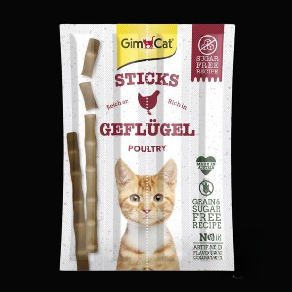 Ласощі GimCat для котів, палички з м'ясом птиці, 4 шт по 5 г