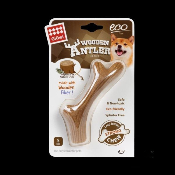 Іграшка для собак Ріг жувальний GiGwi Wooden Antler, дерево, полімер S (14см)
