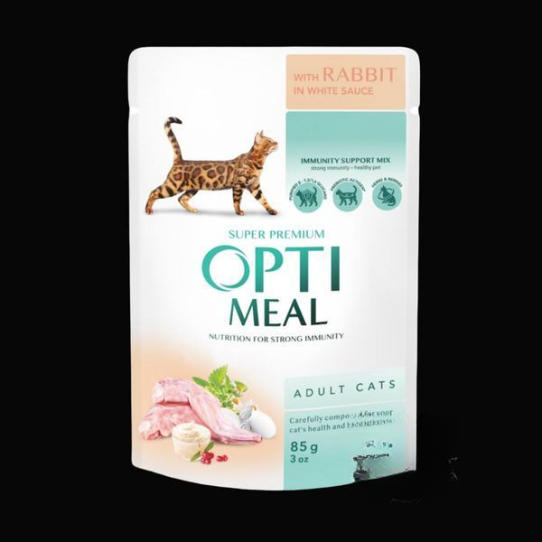 Optimeal Шматочки з кроликом в білому соусі для котів 85г