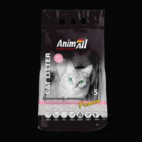 AnimAll Expert Choice - бентонітовий наповнювач з ароматом дитячої пудри для котів - 5 л