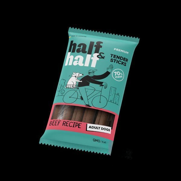 Ласощі для собак Half&Half у формі м'ясних паличок з яловичиною, 100 г