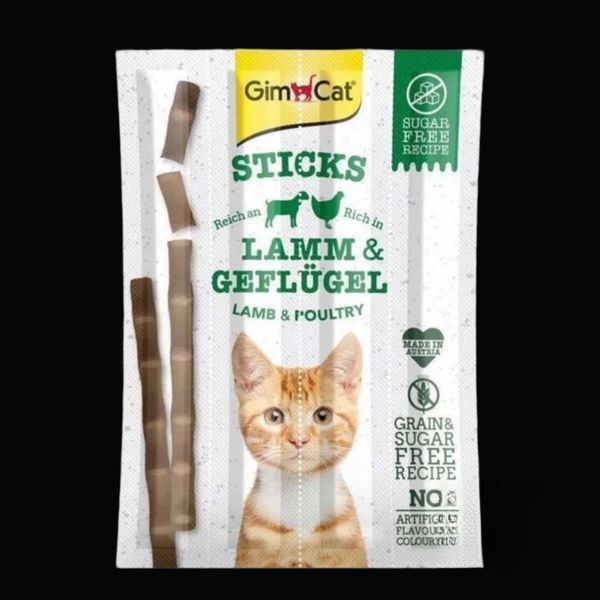 М’ясні палички GimCat для кішок, ягня та курка, 4 шт