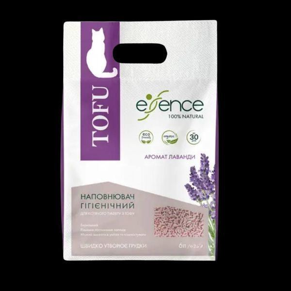 Наповнювач для котячого туалету Essence з тофу, з ароматом лаванди, 6 л