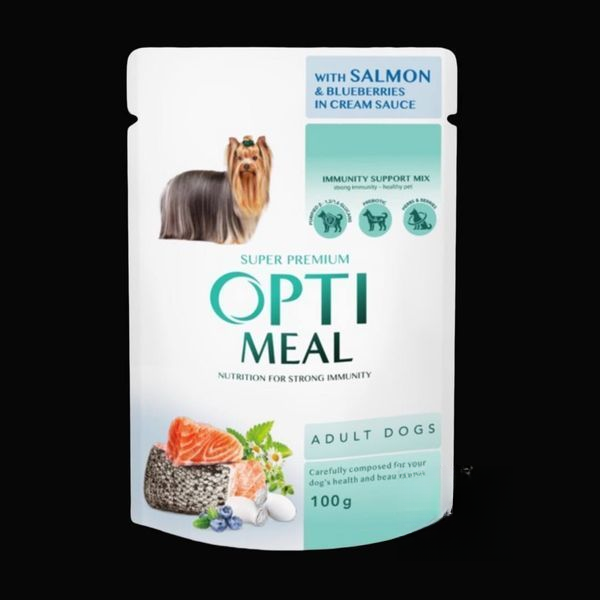 Optimeal Шматочки з лососем і лохиною у крем-соусі для собак 100г