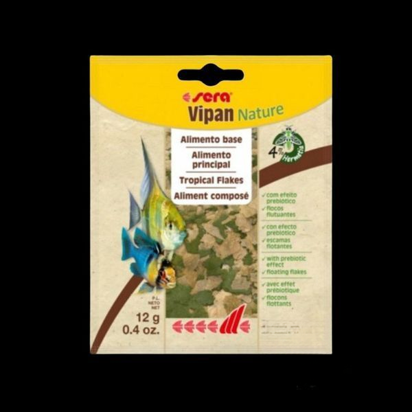 Sera vipan Nature - універсальний корм для всіх акваріумних риб, пластівці, 12г