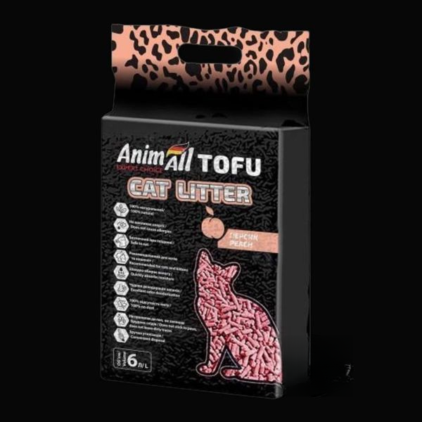 AnimAll TOFU Peach - ТОФУ Персик - соєвий наповнювач для котів - 6 л / 2,6 кг