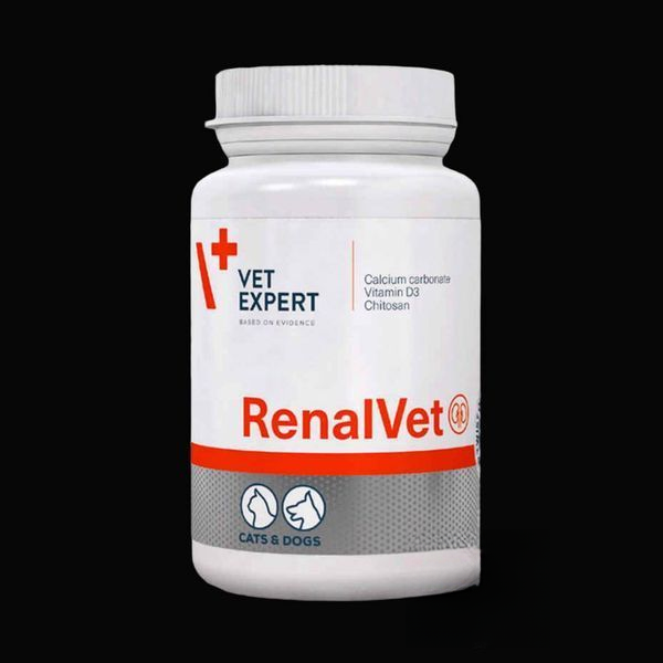 Vet Expert RenalVet Харчова добавка для підтримання функції нирок у котів і собак, 60 капс.