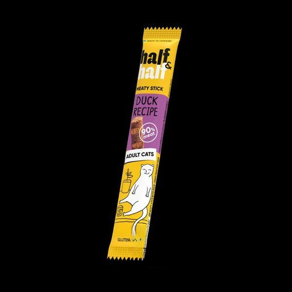 Ласощі для котів Half&Half у формі м'ясних паличок з качкою, 5 г