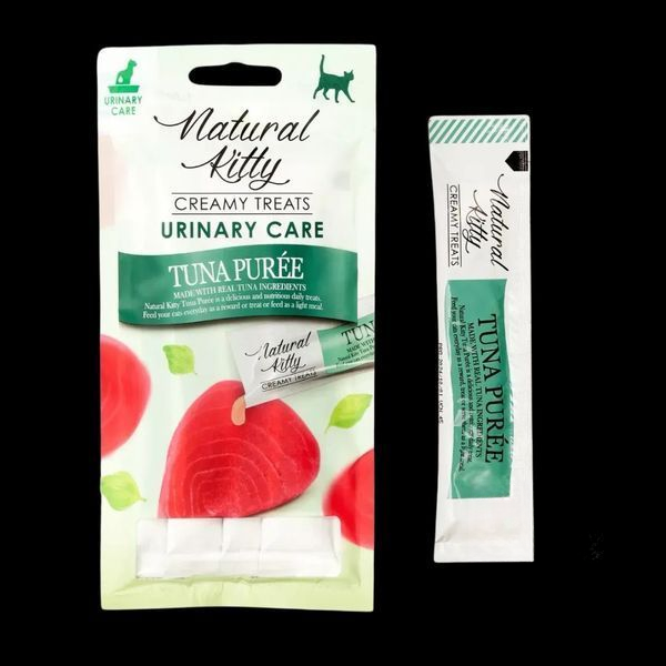 Natural Kitty Fuctional Creamy Treat Tuna Puree Urinary Care - кремові ласощі для здоров'я сечовивідних шляхів котів (пюре з тунця) - 12 г/4 стіки