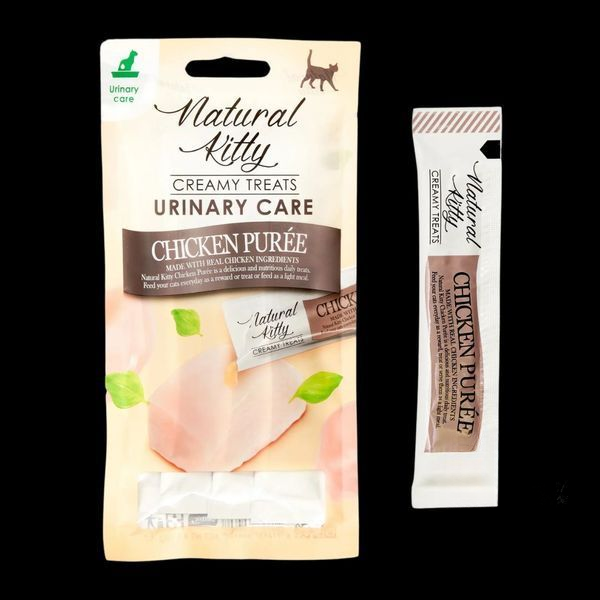 Natural Kitty Fuctional Creamy Treat Chicken Puree Urinary Care - кремові ласощі для здоров'я сечовивідних шляхів котів (куряче пюре) - 12 г/4 стіки