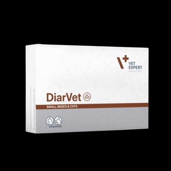 Vet Expert DiarVet ДіарВет (30 капс. Twist Off) – засіб для котів і собак малих порід проти діареї (бентоніт, інулін, пектин, таніни, віт А) 1 капс на 5кг