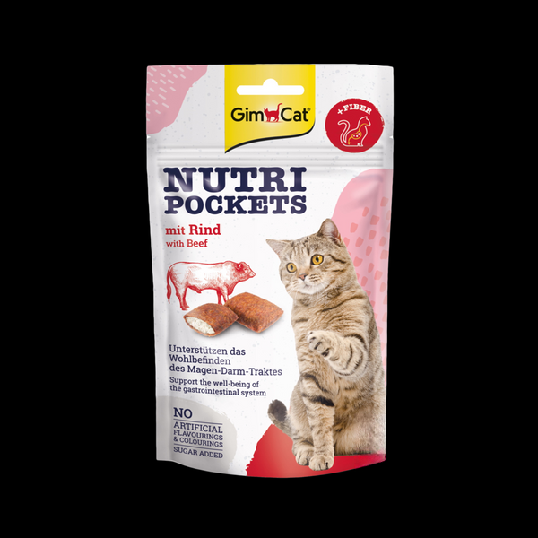 Вітамінні ласощі для котів GimCat Nutri Pockets Яловичина + Солод (Мальт) 60 г