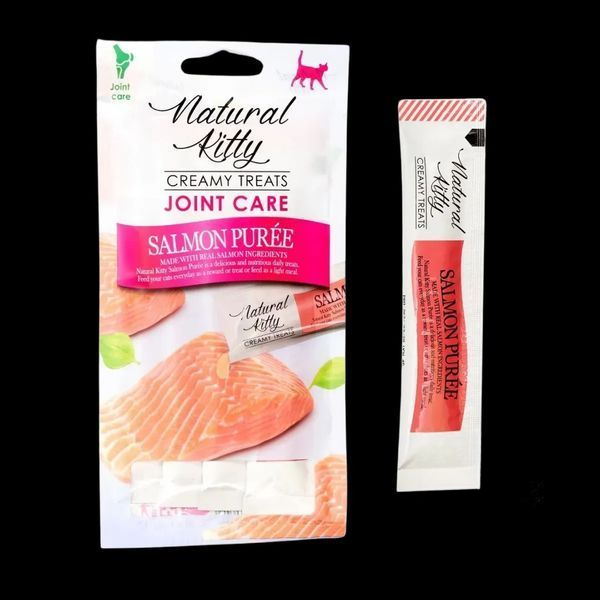 Natural Kitty Fuctional Creamy Treat Salmon Puree Joint Care - кремові ласощі для суглобів котів (пюре з лосося) - 12 г/4 стіки