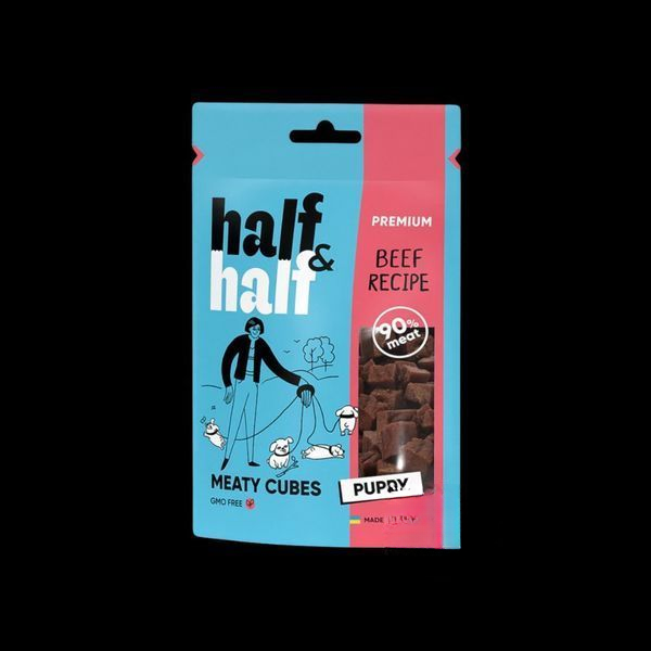 Ласощі для цуценят Half&Half у формі м'ясних кубиків з яловичиною, 100 г
