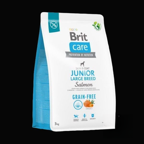 Сухий корм Brit Care Dog Grain-free Junior Large Breed для молодих собак великих порід, беззерновий з лососем, 3 кг