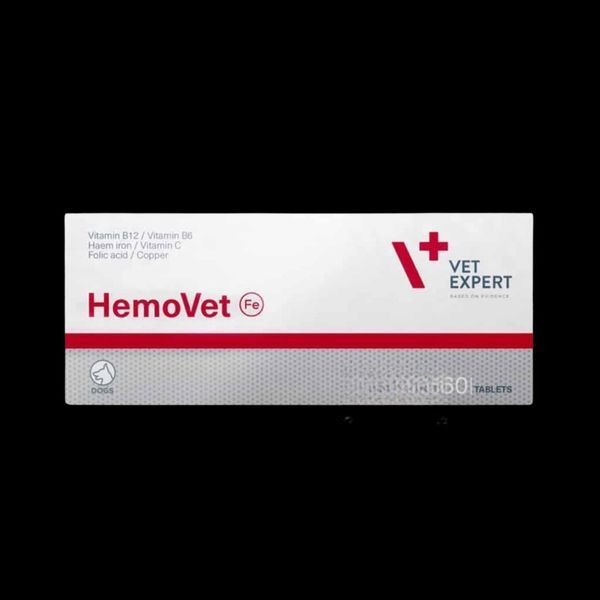 Vet Expert HemoVet Легкозасвоюване гемове залізо для собак, 60 табл.